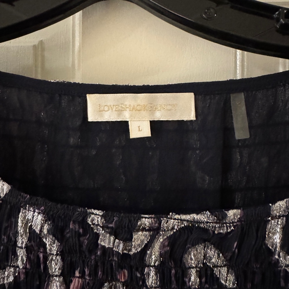 Loveshackfancy Navy And Silver Patterned Dress - image 2